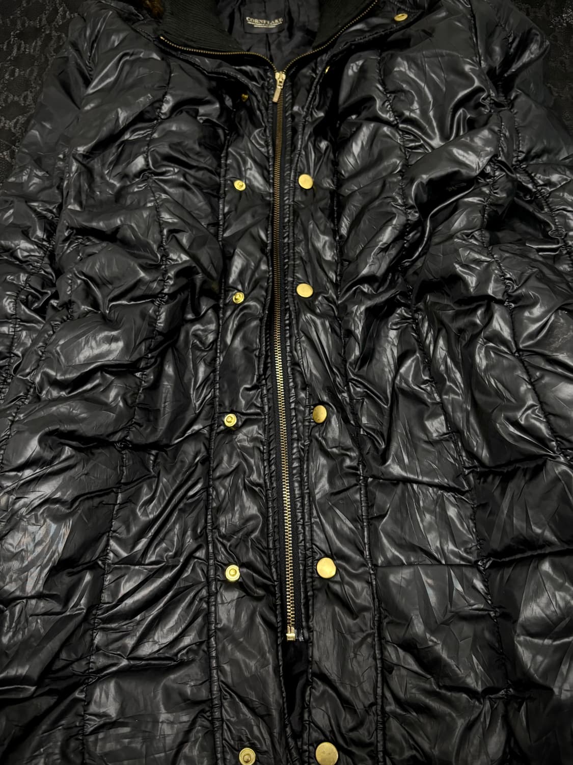 “CORNFLAKE” Y2K Mood Black Long Fur Padd 상품이미지3