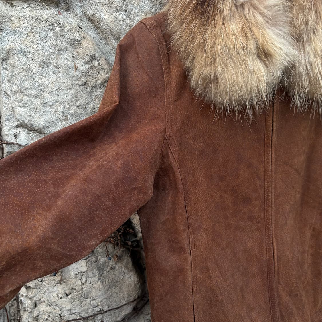 빈티지 너구리털 돈피 돼지가죽 스웨이드 모피 가죽 자켓 상품이미지6