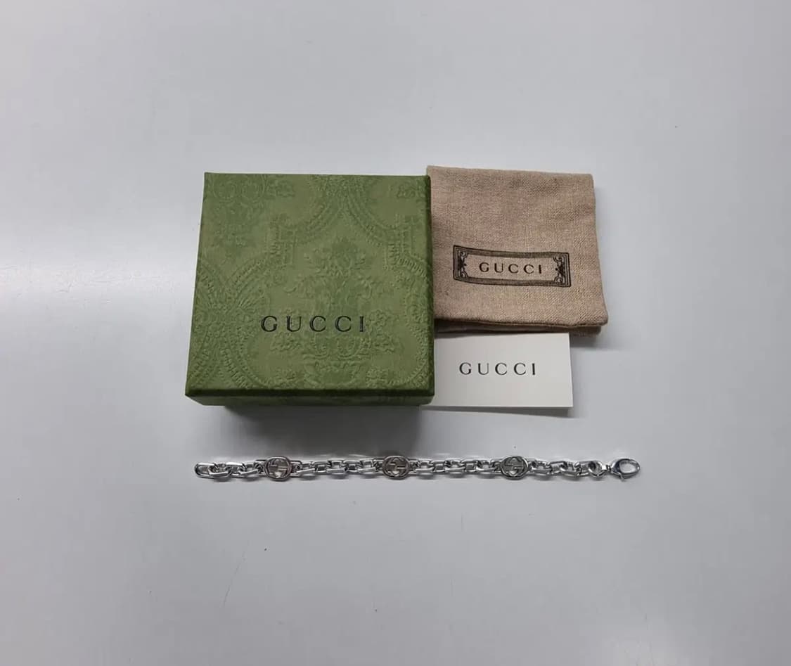 (정품)구찌 인터로킹 G 브레이슬릿 실버 16호 팝니다 상품이미지1