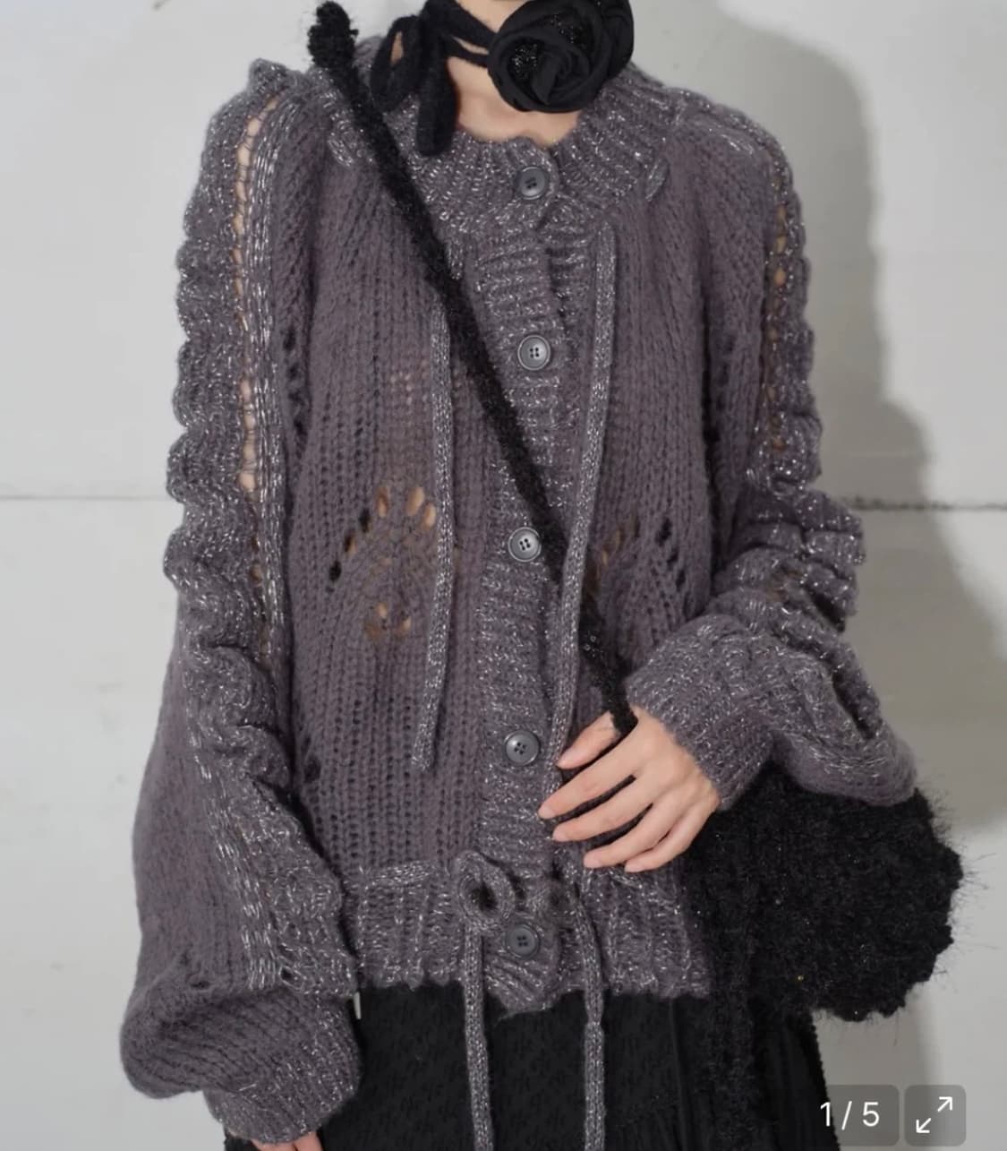 타입서비스 글리터 니트 가디건 챠콜 상품이미지1