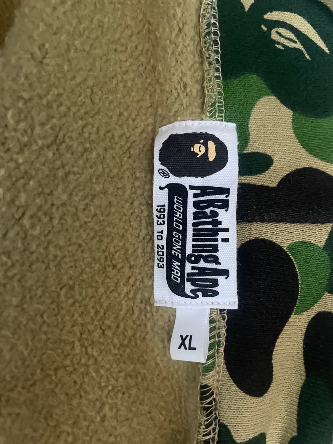 베이프 abc카모 녹계 샤크 후드집업 XL 상품이미지2