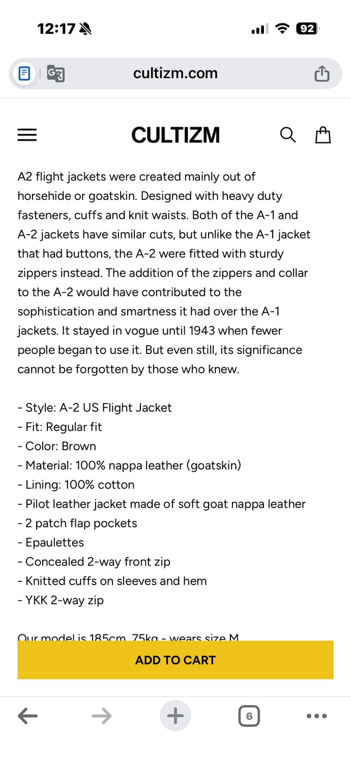 military surplus 밀텍 A-2 가죽 자켓 L사이즈 새상품 상품이미지6