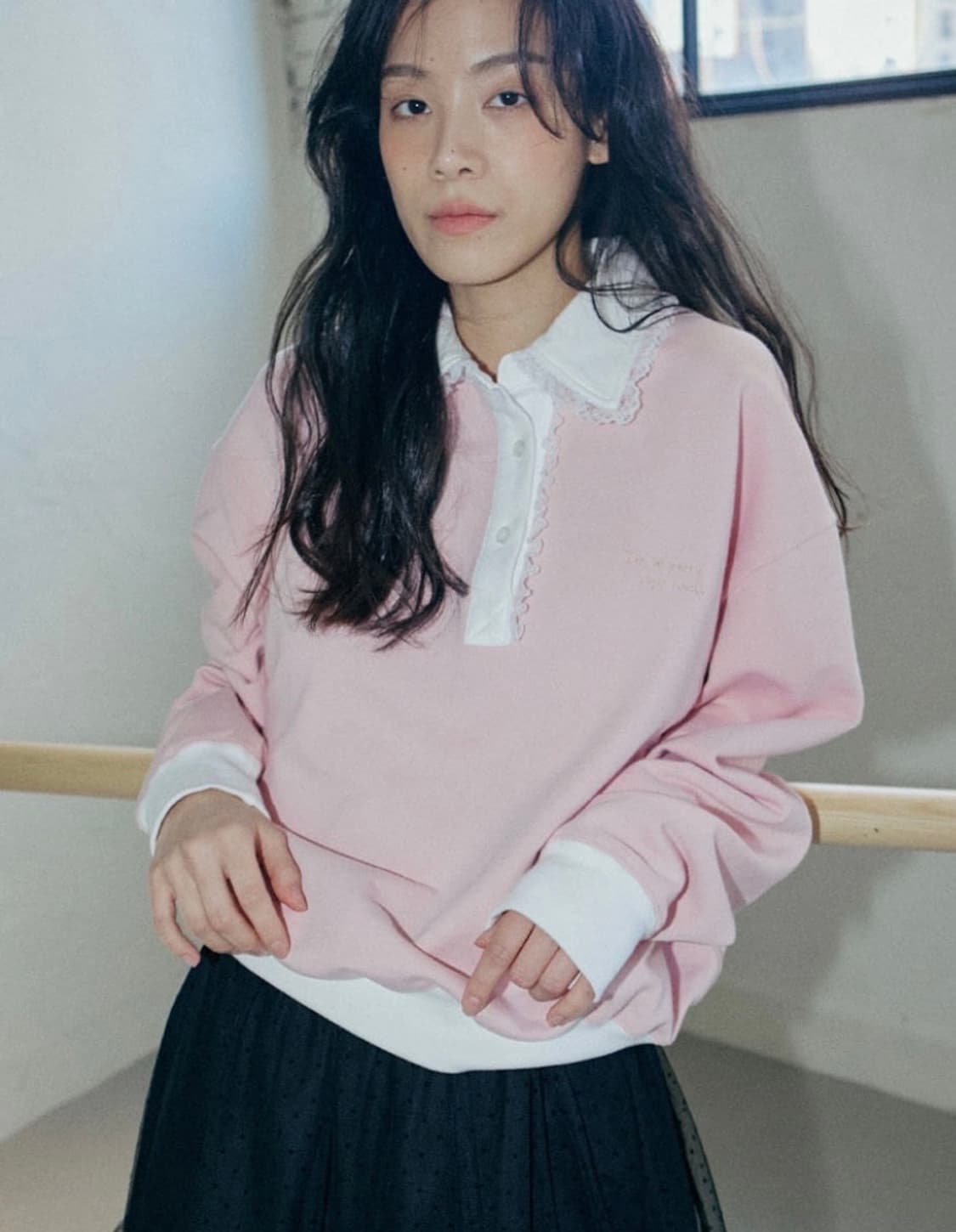 호쿠스포쿠스 스웻셔츠 레이스 카라 피케 맨투맨  상품이미지2