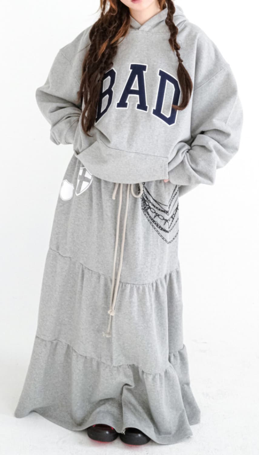 BAD trim hoodie (melange grey) 상품이미지3