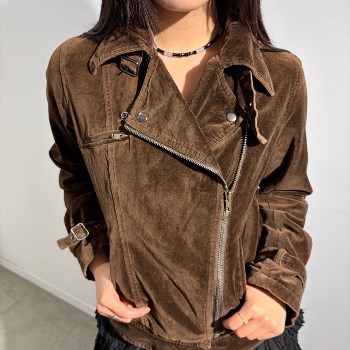  J-honey 브라운 벨벳 라이더 자켓 상품이미지4