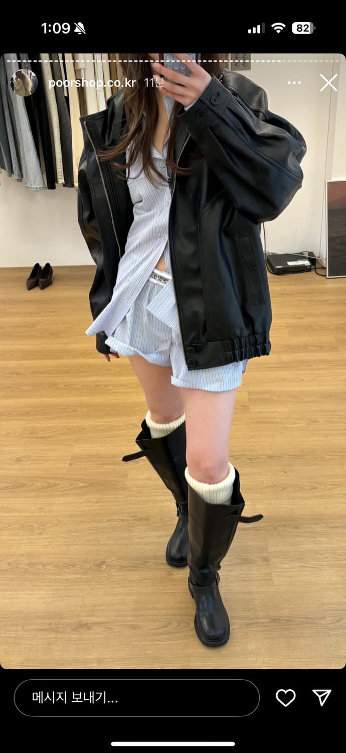 푸어샵 오버핏 레더자켓 상품이미지2