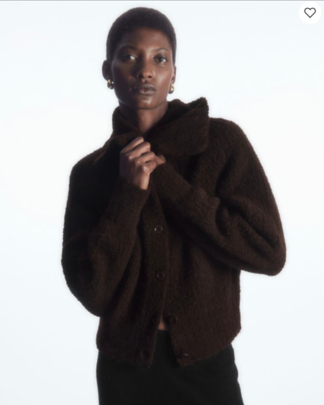 Cos 코스 스프레드 칼라 텍스처드 알파카 가디건 다크브라운 상품이미지1