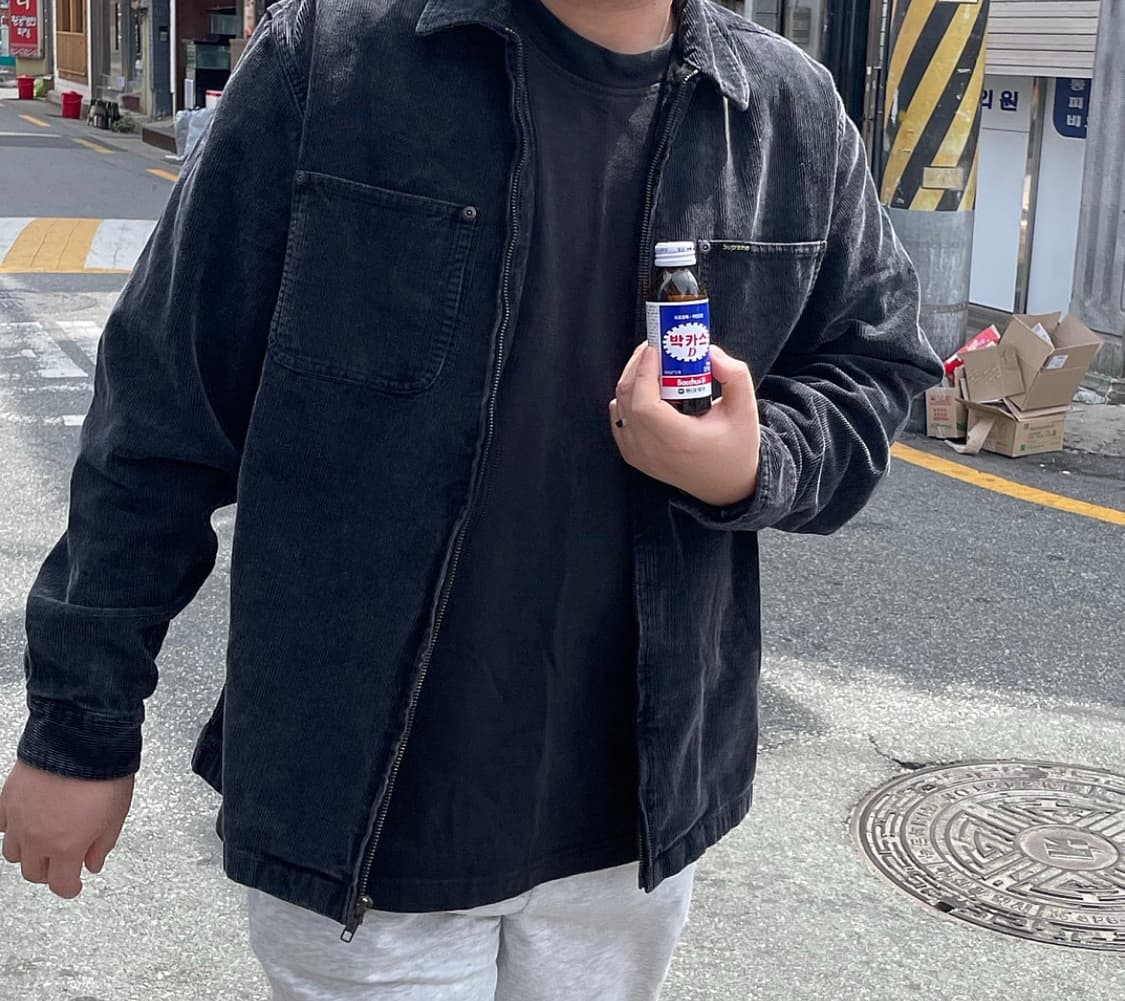 당일배송) M 슈프림 워시드 코듀로이 집업 셔츠 블랙 - 24SS 상품이미지1