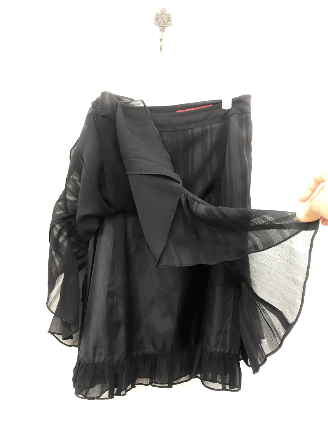 black ruffle pinstripe skirt  상품이미지4