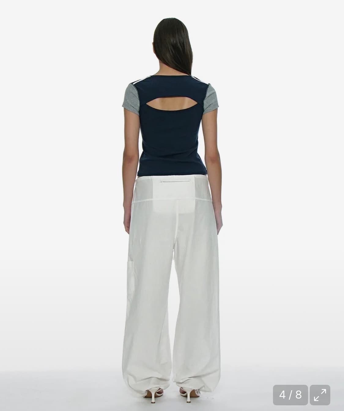 파르티멘토 우먼 컷 아웃 스쿱넥 숏 슬리브 티 상품이미지2