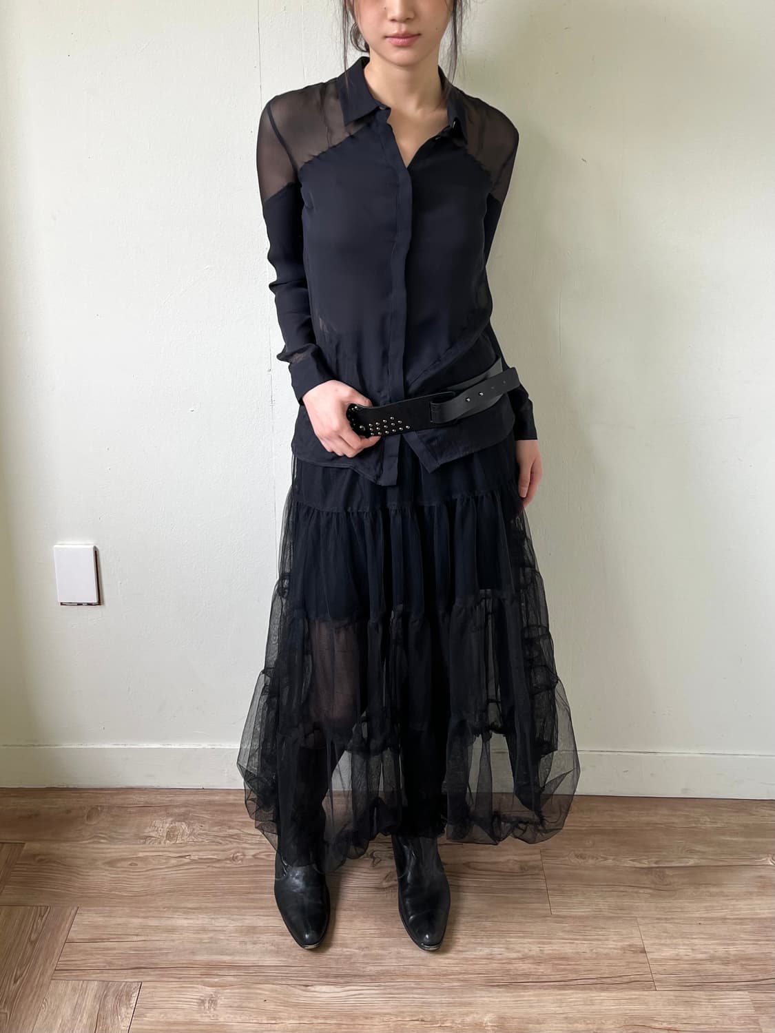 VERSACE 블랙 시스루 셔츠 상품이미지8