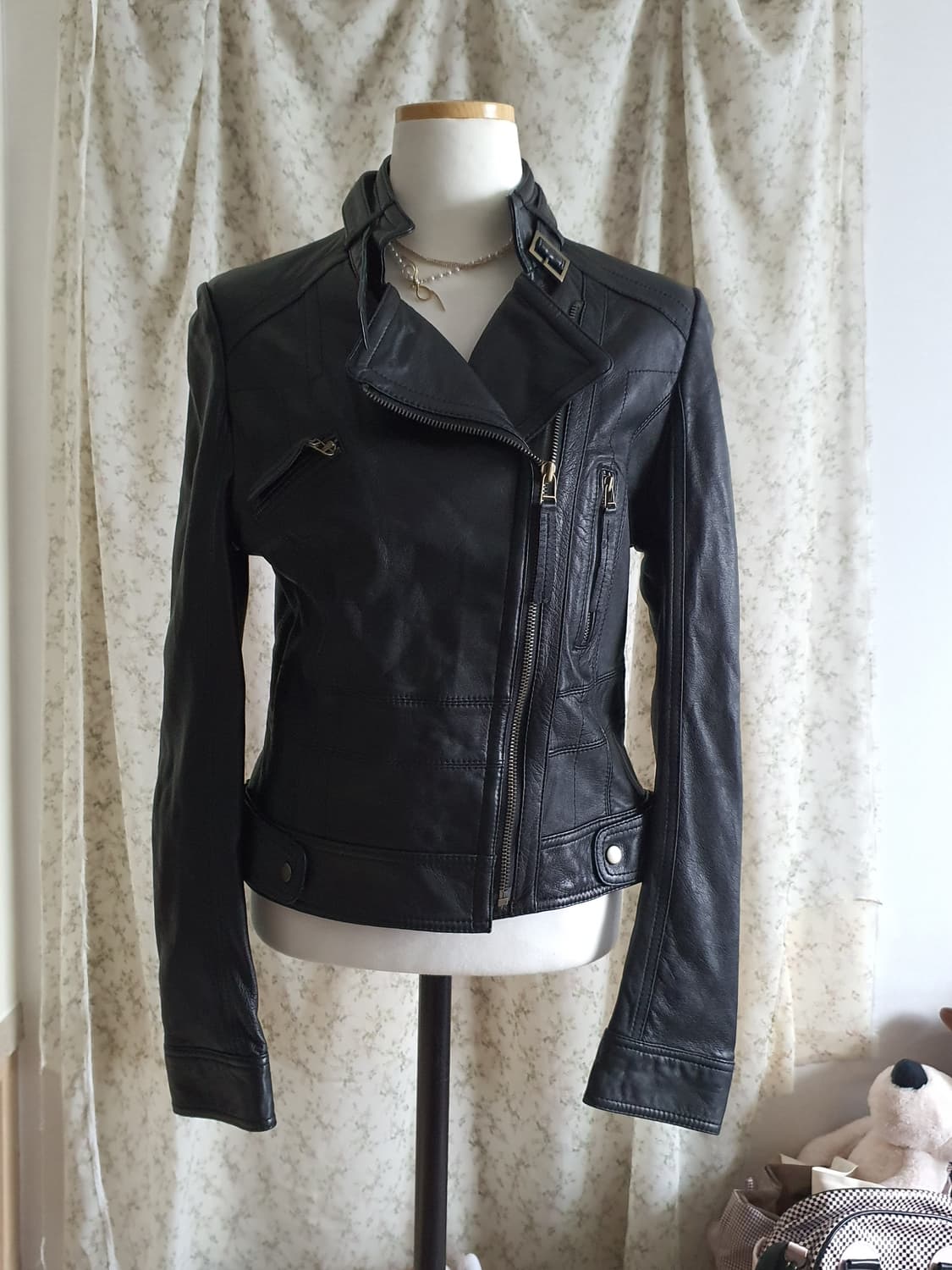 [빈티지] 양가죽 여성 블랙 가죽 라이더 자켓 상품이미지1