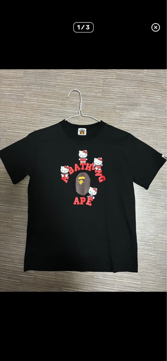 급처새거)베이프 헬로키티 콜리지 티셔츠반팔 산리오 콜라보 bape 140 상품이미지1