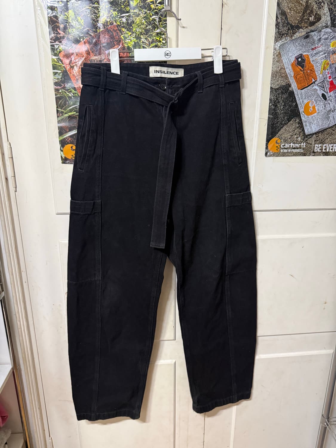 인사일런스 벨티드 벌룬 데님 팬츠 BLACK 상품이미지2