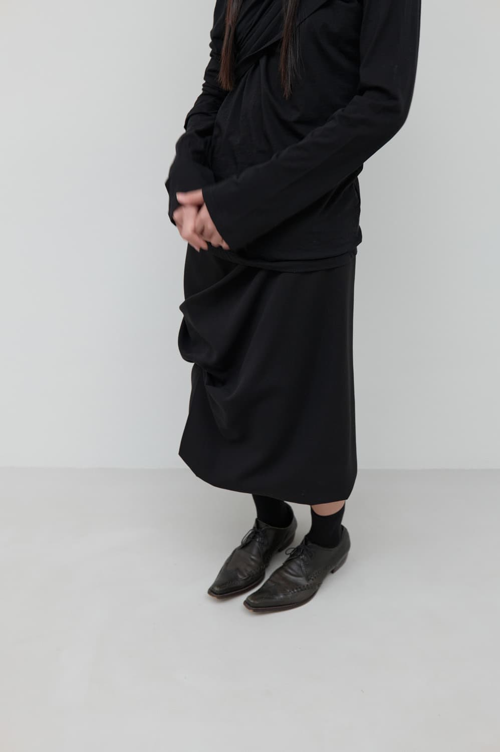 Repos MIDI DRAPE SKIRT (BLACK) 상품이미지2
