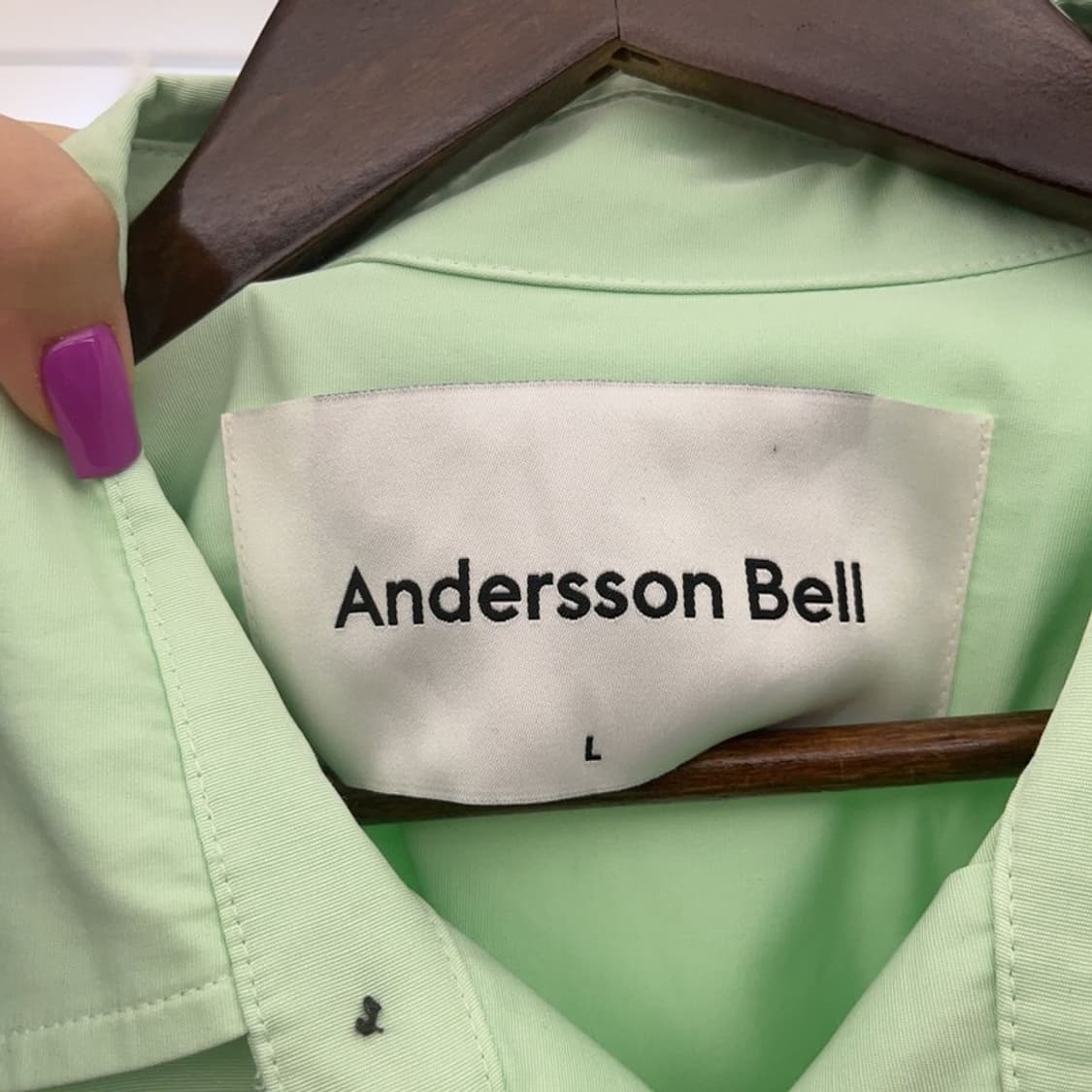 앤더슨벨 언발란스 피스타치오 그린 포켓 셔츠 L C07128 상품이미지5