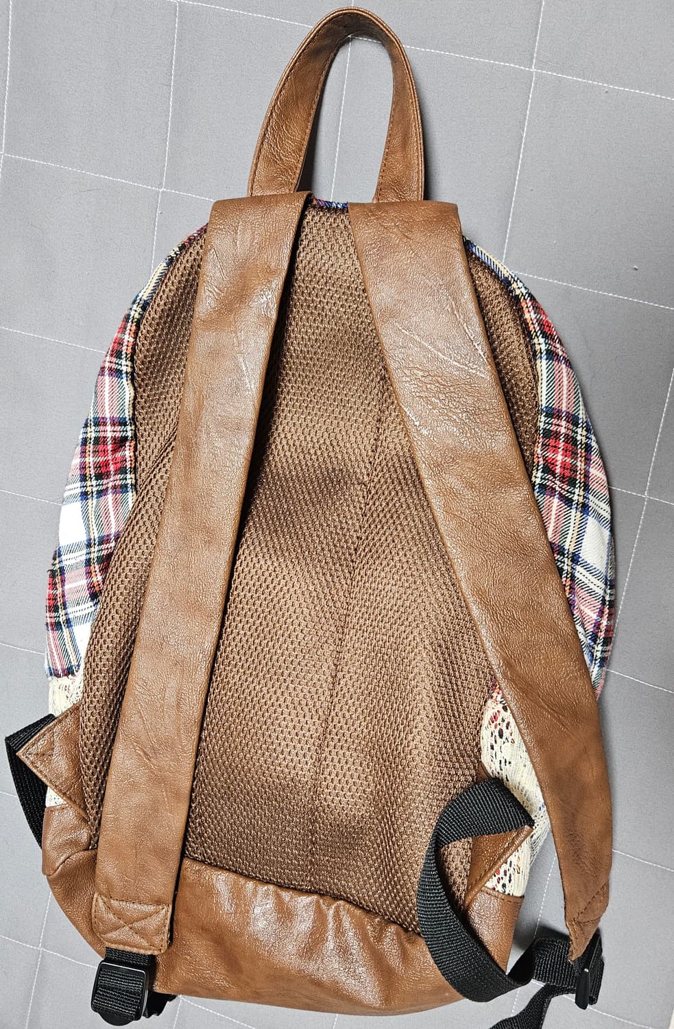 일본 빈티지 체크무늬 백팩/모리걸 y2k 상품이미지4