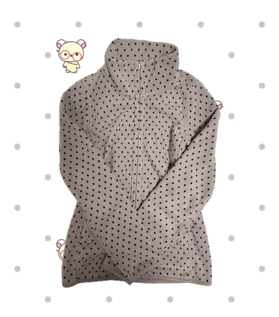 유니클로 딱붙핏 슬림 그레이 도트 땡땡이 후리스 집업 자켓 상품이미지1