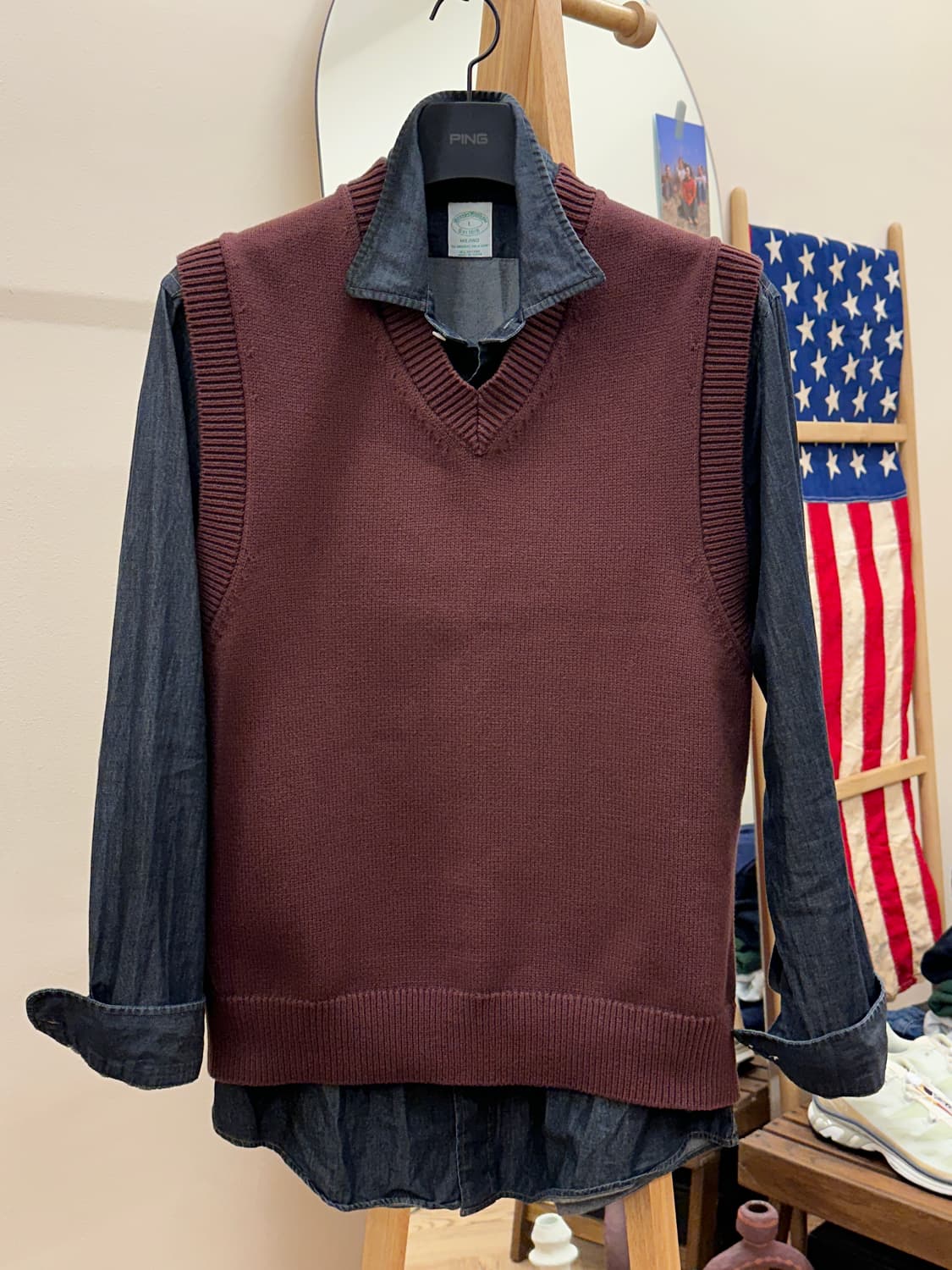 [새제품] 자라 오리진 니트 베스트 버건디 L, ZARA ORIGIN 상품이미지5