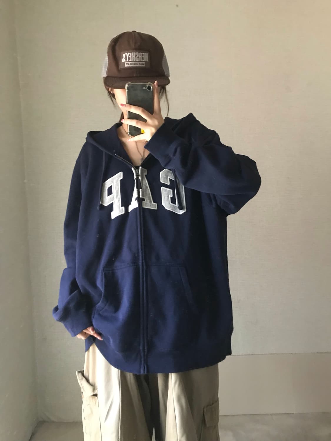 갭 네이비 오버핏 후드집업 상품이미지2