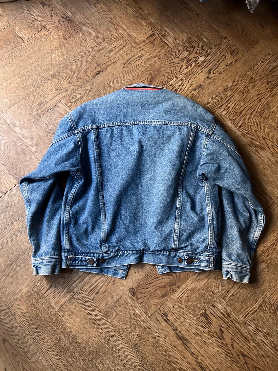 [S]90's USA 빈티지 버팔로 체크 라이닝 데님 트러커 자켓 상품이미지8