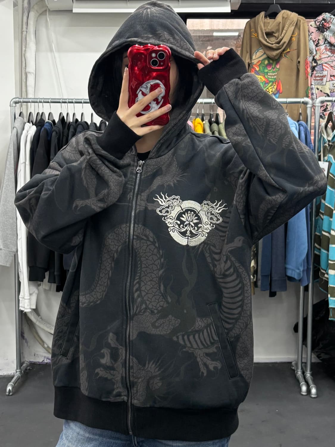 카라쿠리 타마시 오리엔탈 드래곤 후드집업 상품이미지4