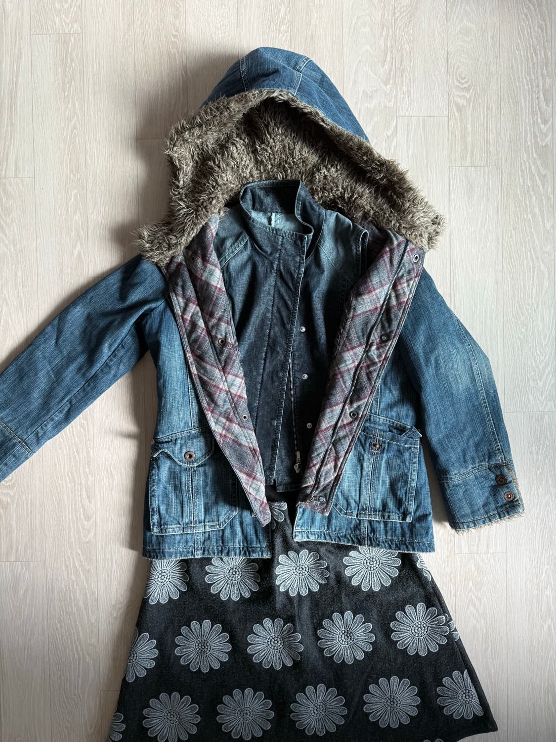 빈티지 청자켓 청패딩 상품이미지1