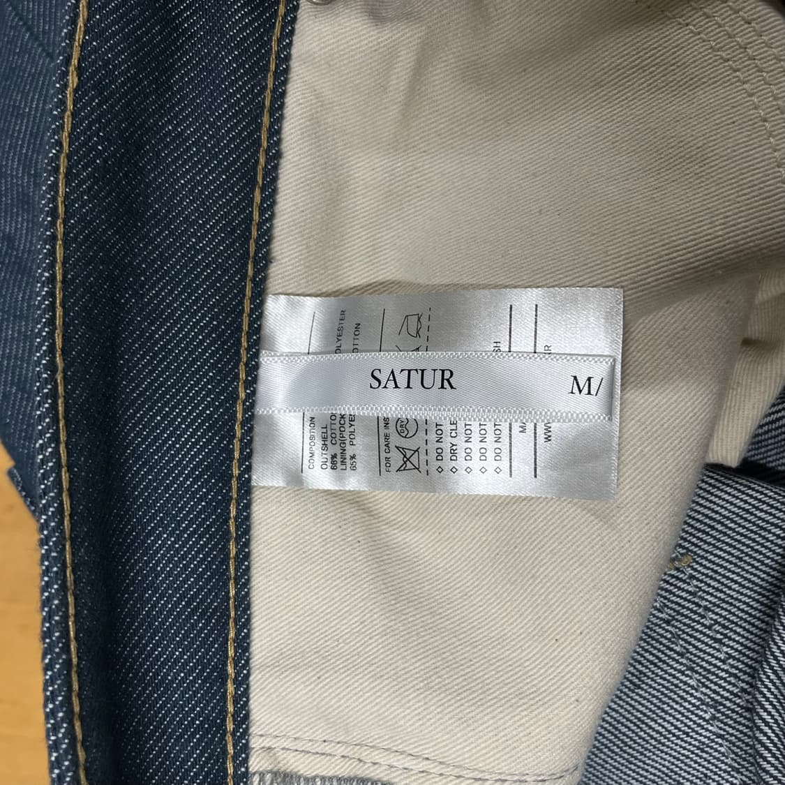 [M] 세터(SATUR) 와이드 패치 생지 데님 팬츠 미드블루 상품이미지7