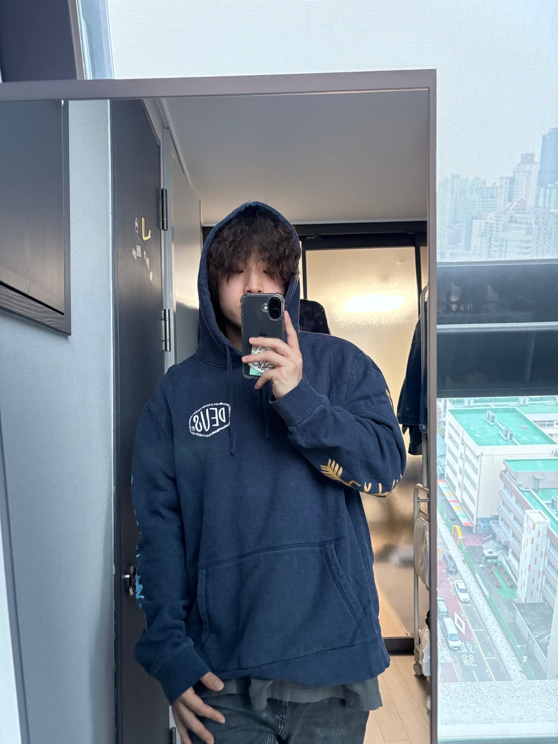 (XXL) 데우스 엑스 마키나 네이비 로고 후드 상품이미지3