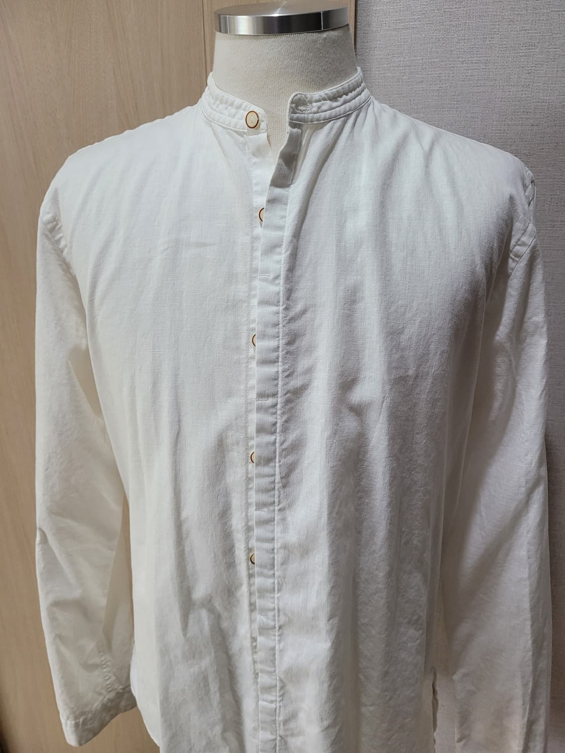 자라맨 ZARAMAN 린넨 헨리넥 셔츠 105 화이트 상품이미지2