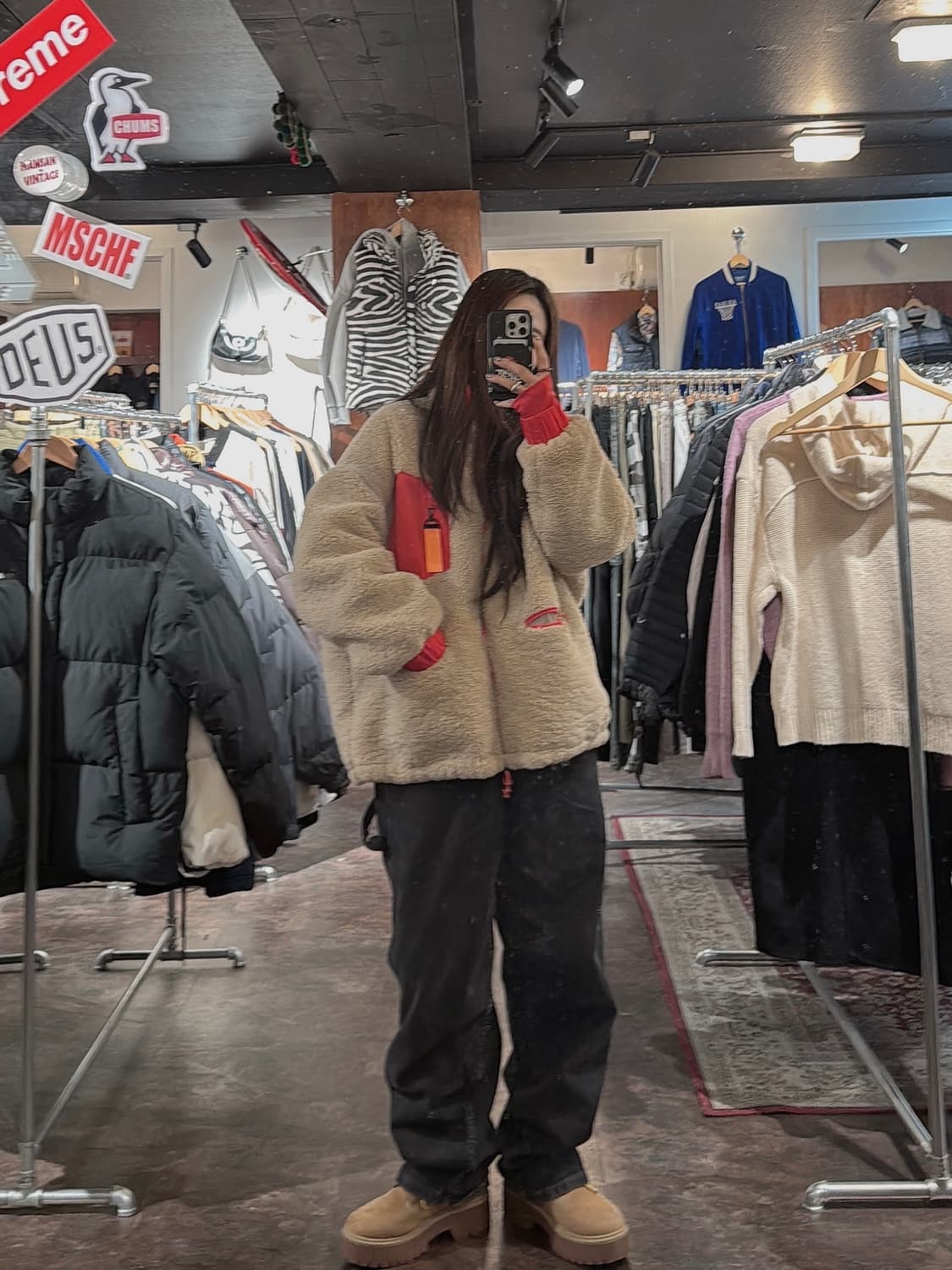 zara 자라 시어링 오버핏 쉐르파 플리스 뽀글이 후리스 자켓 M 상품이미지6