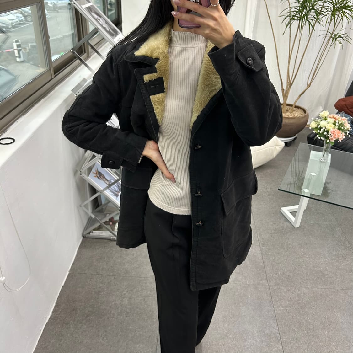 블랙 보아안감 코트 워크자켓 상품이미지3