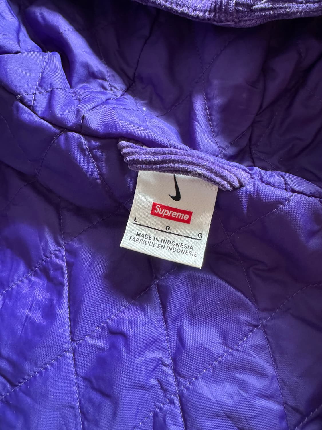 [L] 슈프림 x 나이키 아크 코듀로이 후드 자켓 퍼플 상품이미지3