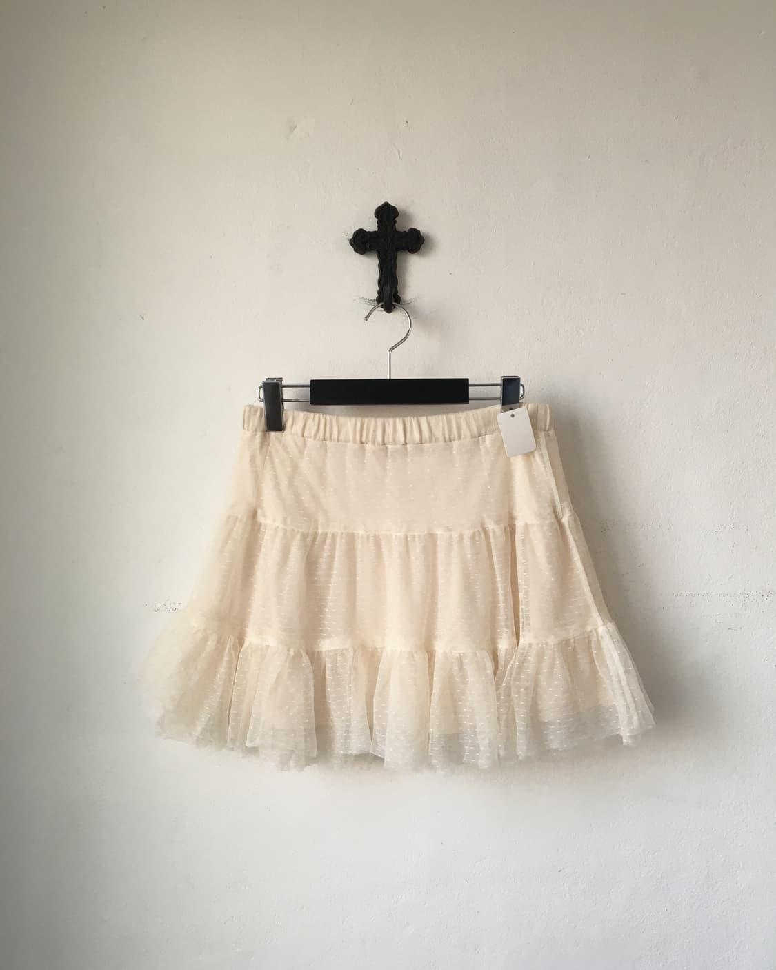 Dot pattern lace mini skirt 상품이미지1