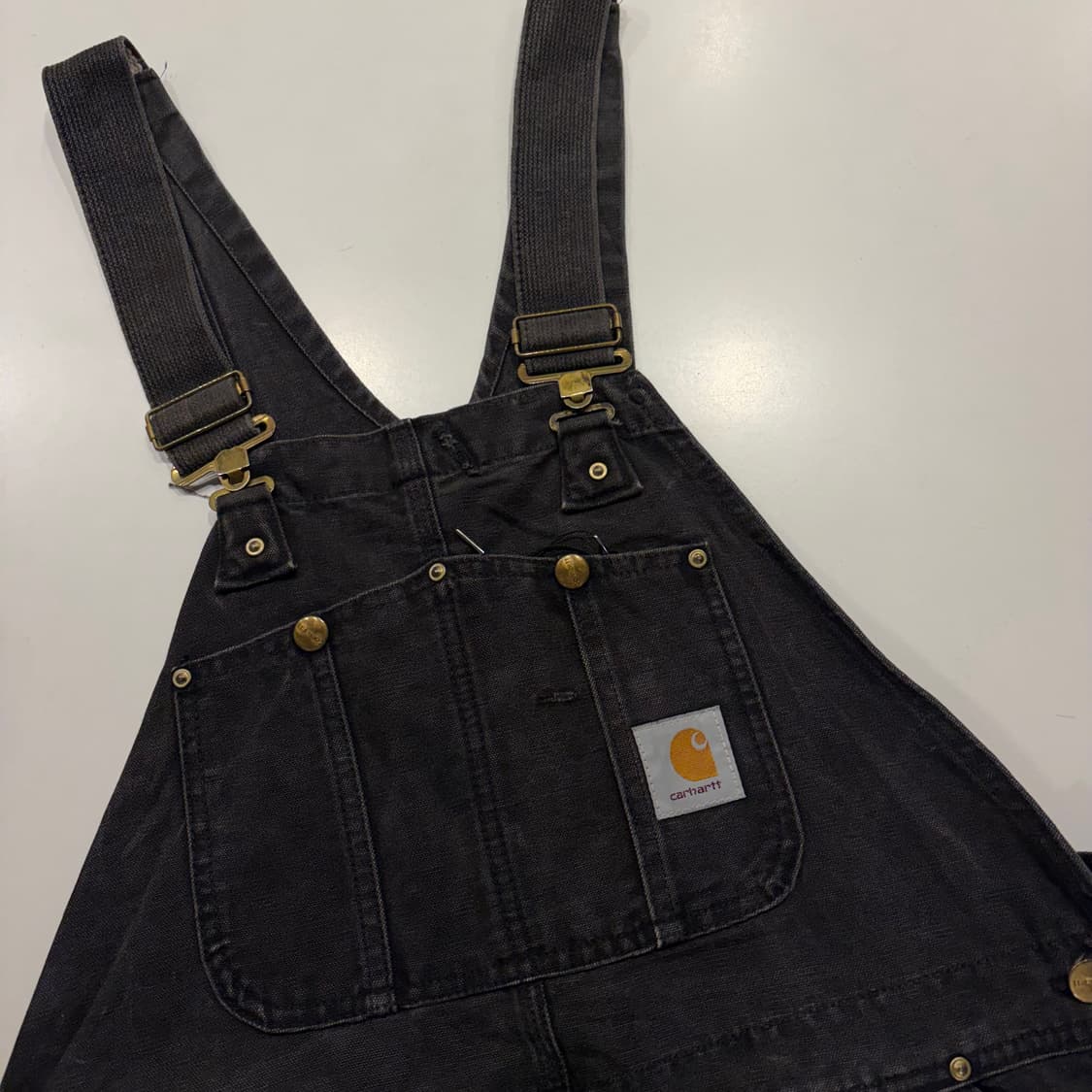 [L] 칼하트 블랙 더블니 워크 오버롤 멜빵 D638 상품이미지3