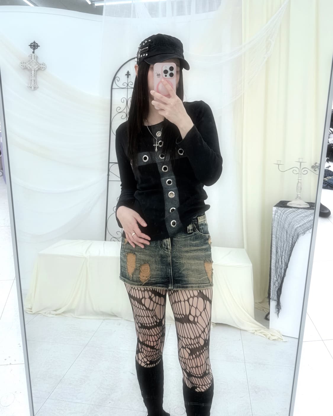 고딕 블랙 크로스 롱 슬리브 상품이미지3