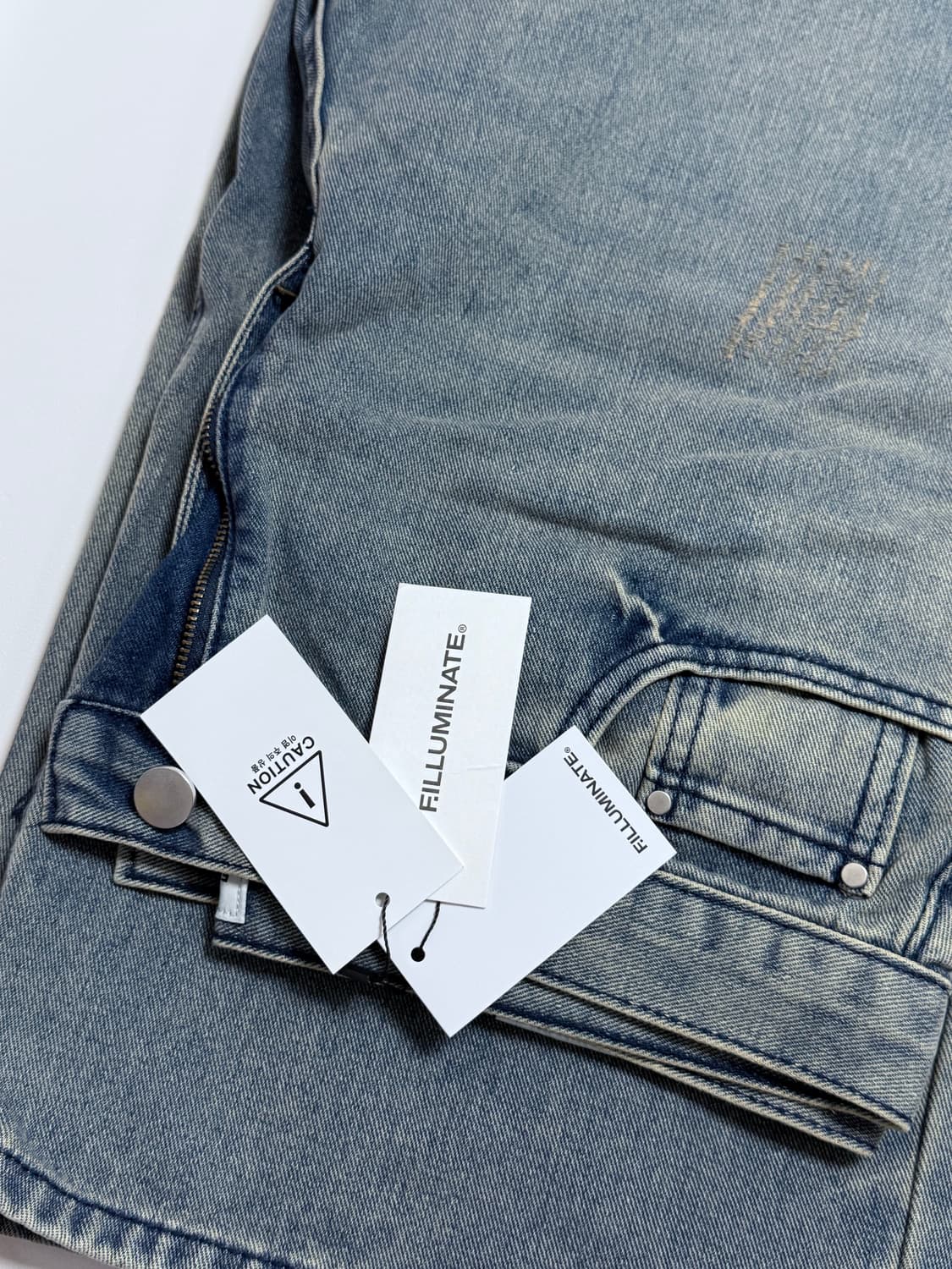 필루미네이트 데미지 워시드 데님 팬츠-미디엄 블루 L 상품이미지2
