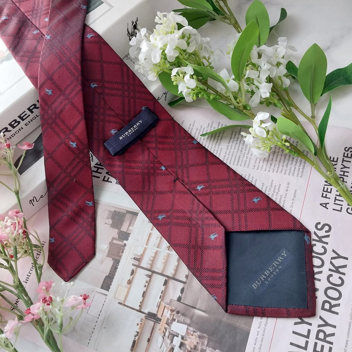 버버리 실크 와인 기마사 패턴 넥타이 9.5cm A+등급 K1754
 상품이미지5