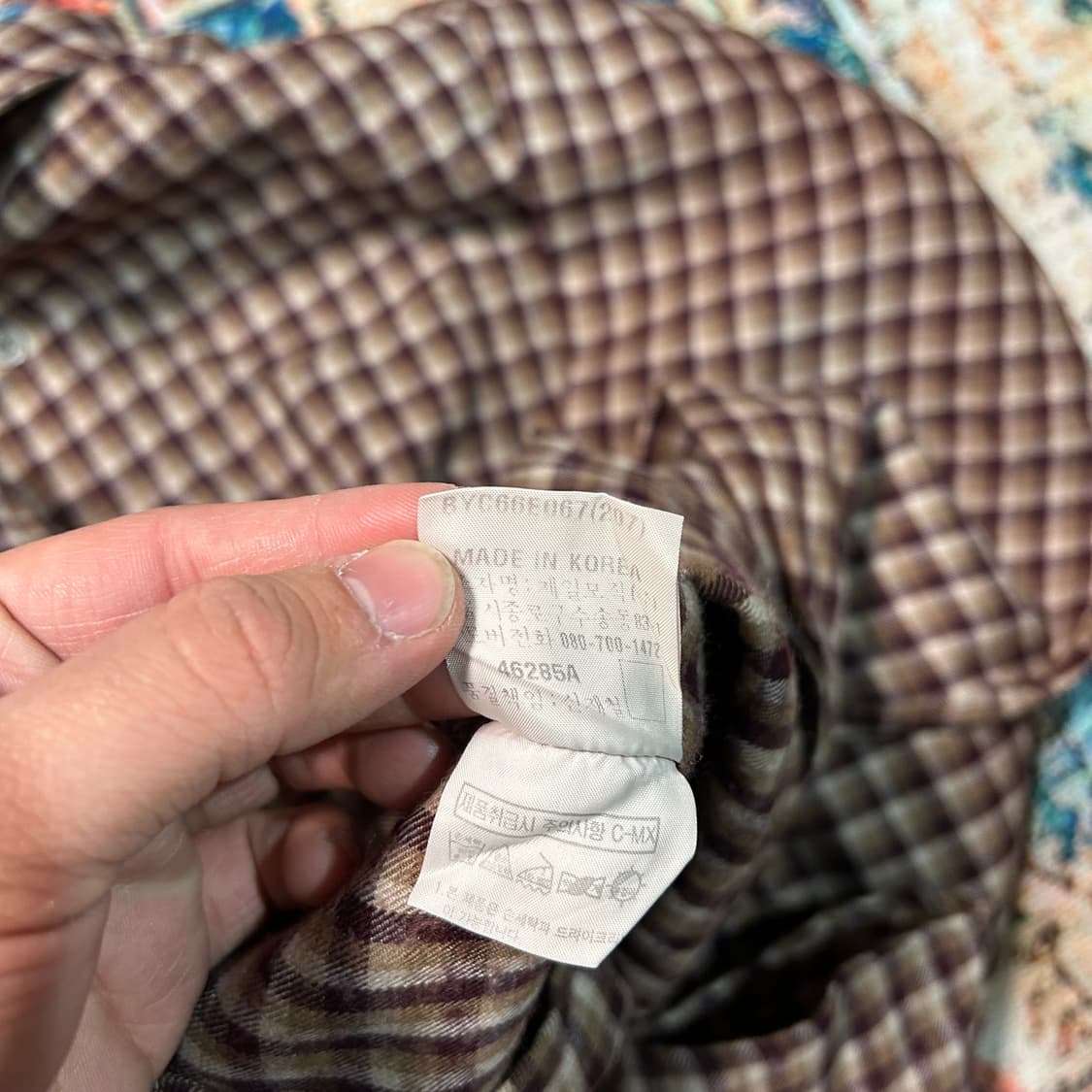 [L] 90s 입생로랑 뿌르 옴므 브라운 체크 셔츠 상품이미지6