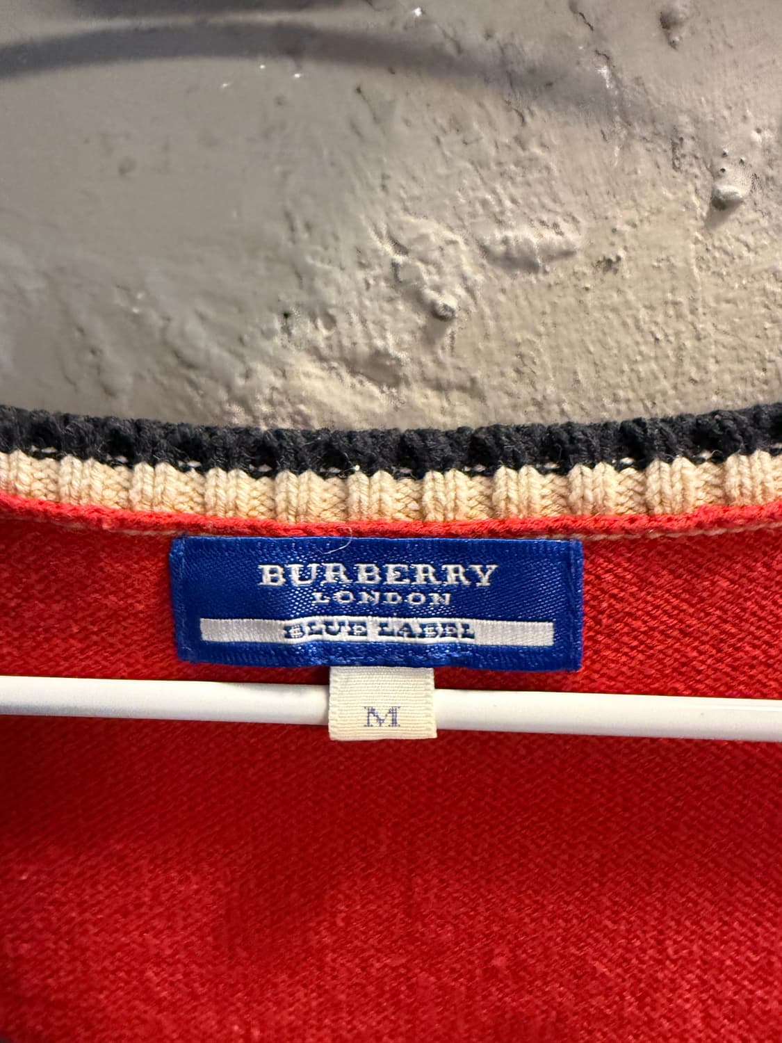 버버리 BURBERRY 블루라벨 니트 반팔 트림 디테일 레드 M 상품이미지5