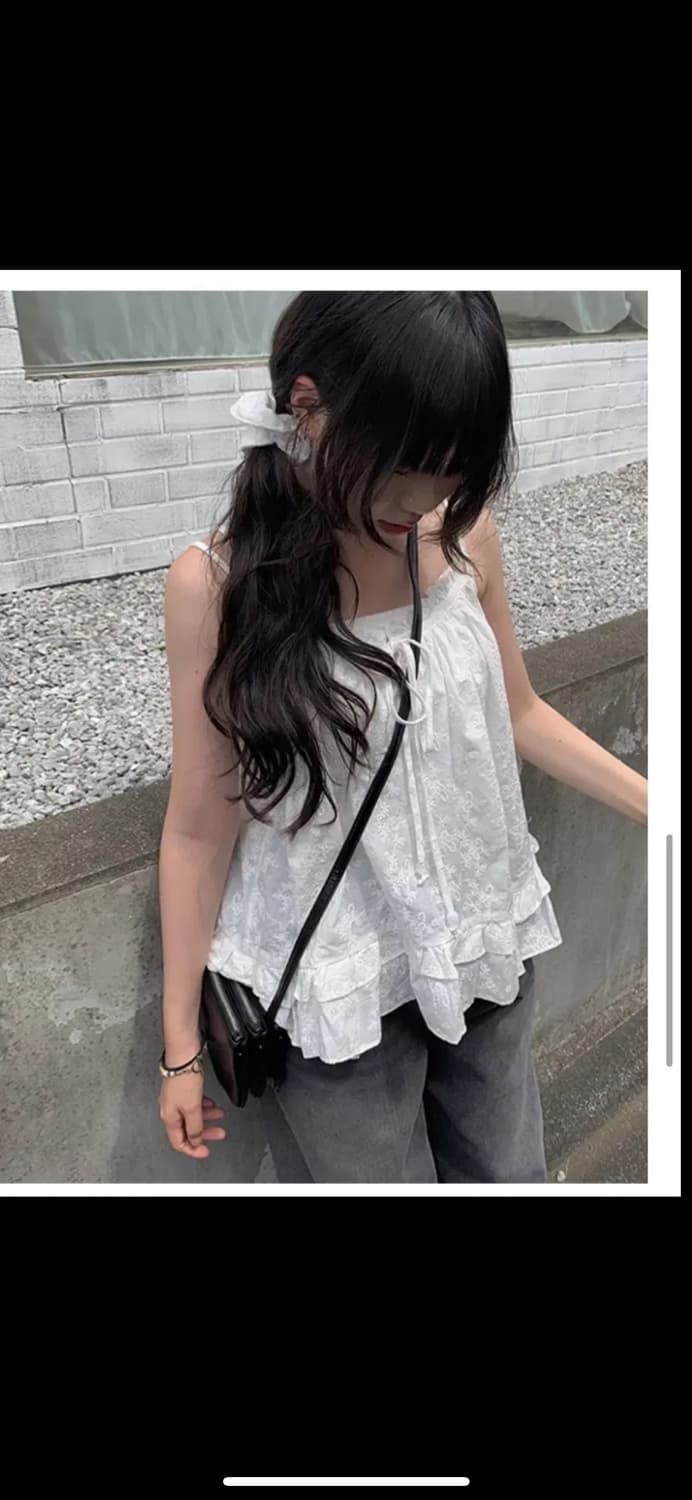 애니원모어 [set] 유어 레이스 나시 헤어끈 세트 화이트 상품이미지1