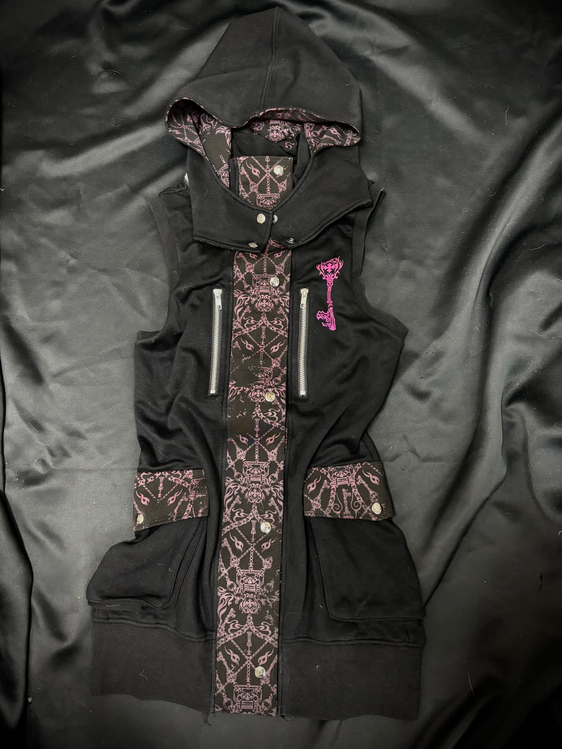 [Nine]00’s Gothic Print Hoodie Vest 상품이미지9