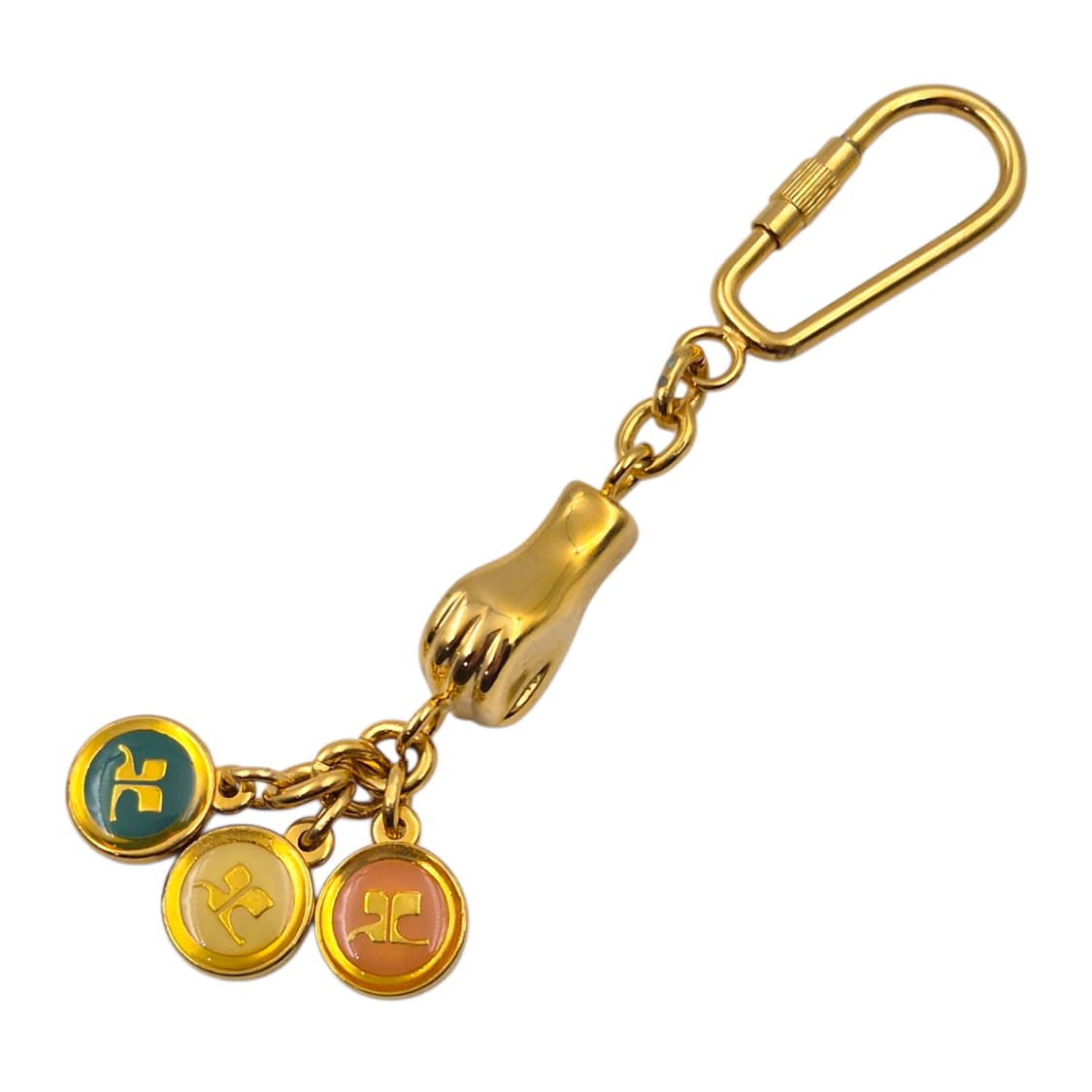 90s 꾸레쥬 핸드 클로버 카라비너 키링 상품이미지2