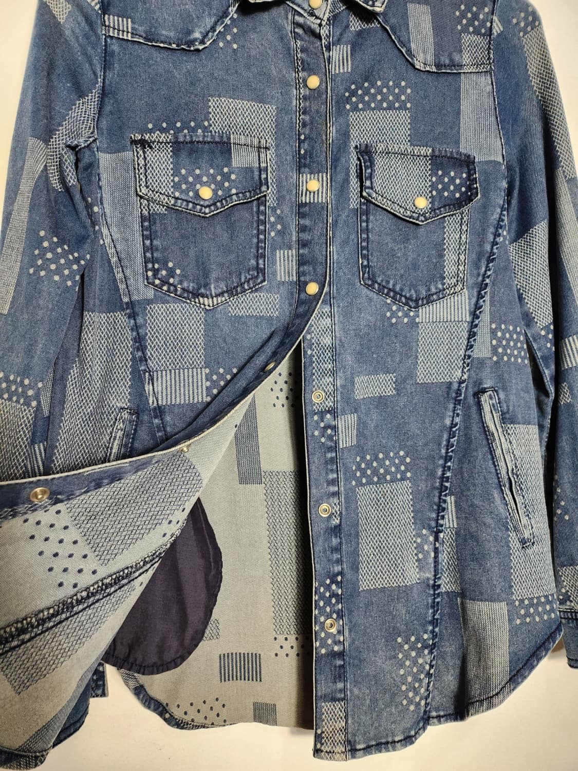 빈티지 패턴 데님 셔츠 상품이미지5