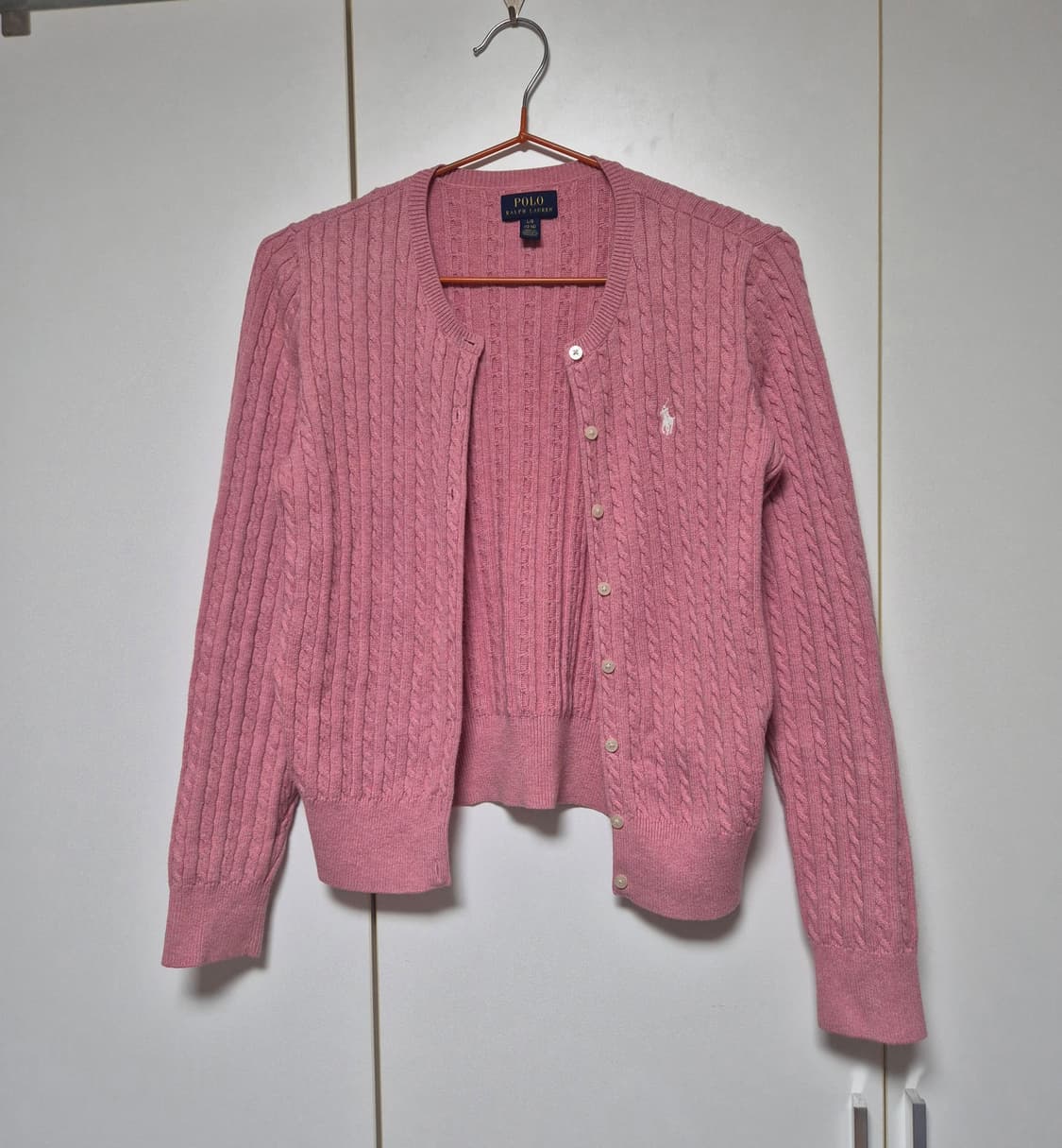 폴로 랄프로렌 케이블 가디건 걸즈 L 핑크 상품이미지1