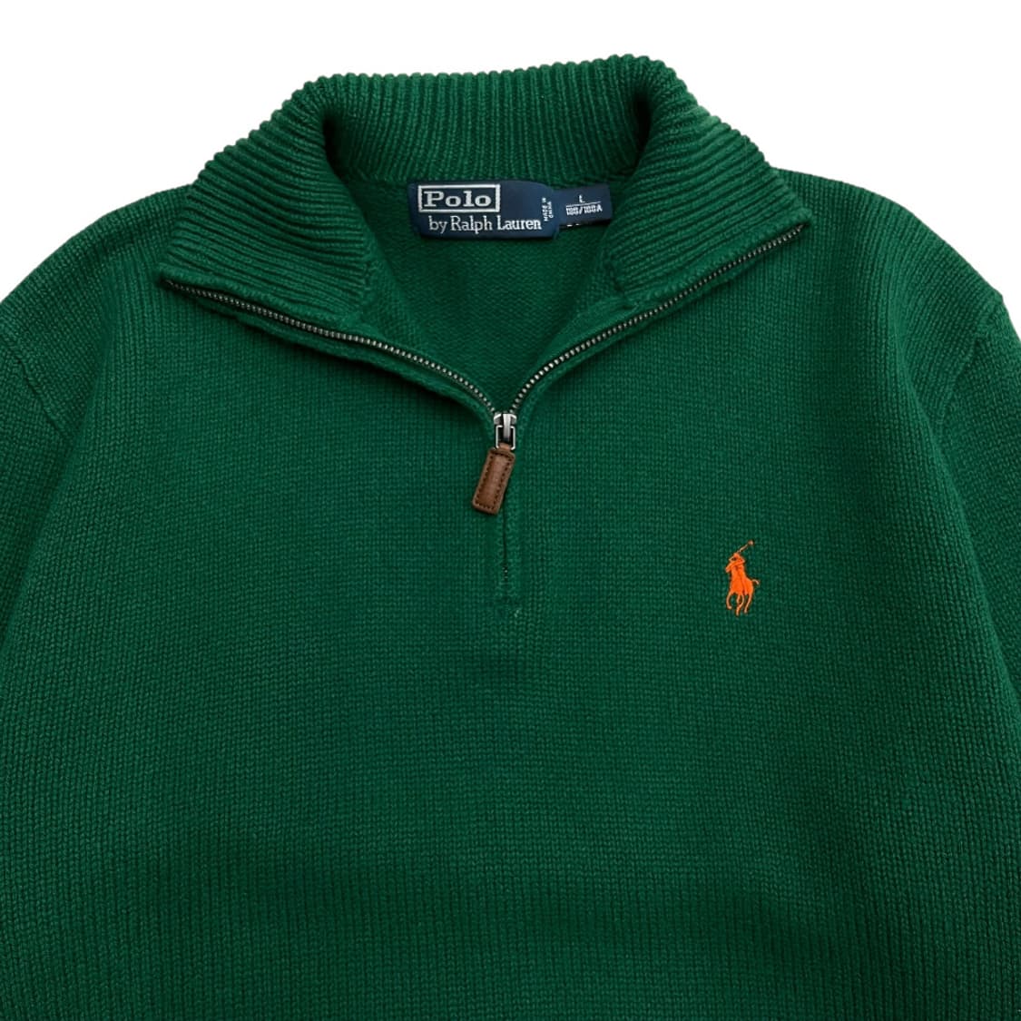 폴로 랄프로렌 오렌지포니 그린 니트 반집업 L 상품이미지4