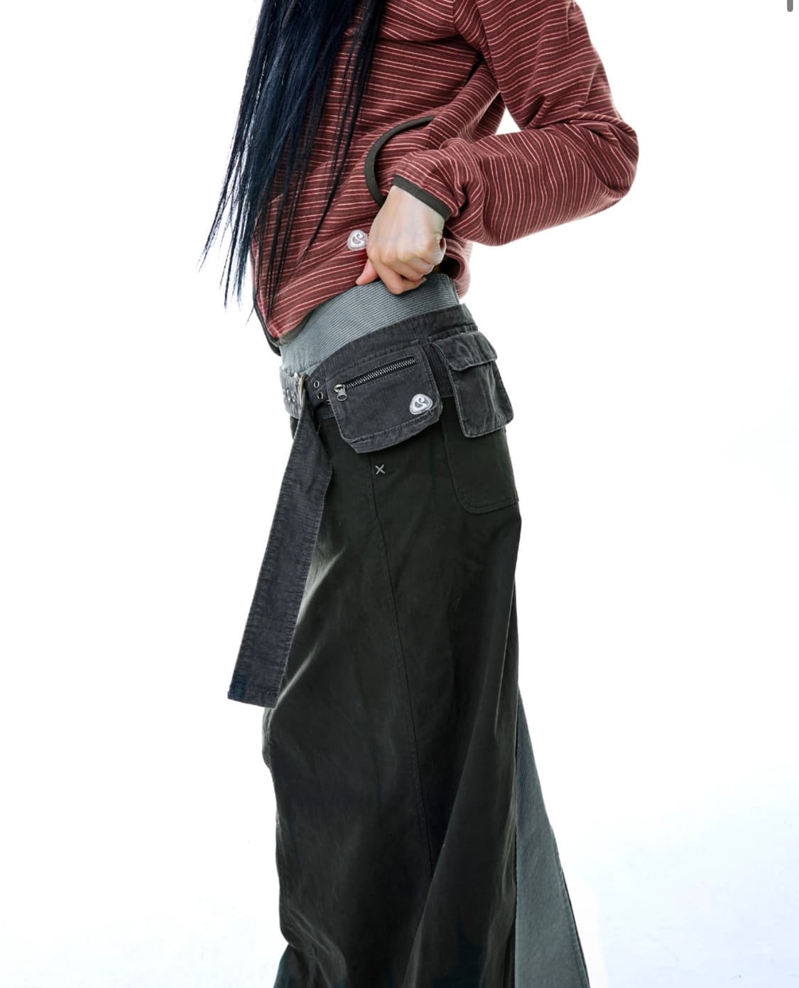 마지막) 코이세이오 치마 WAIST PANEL SKIRT 웜 GREY 상품이미지3