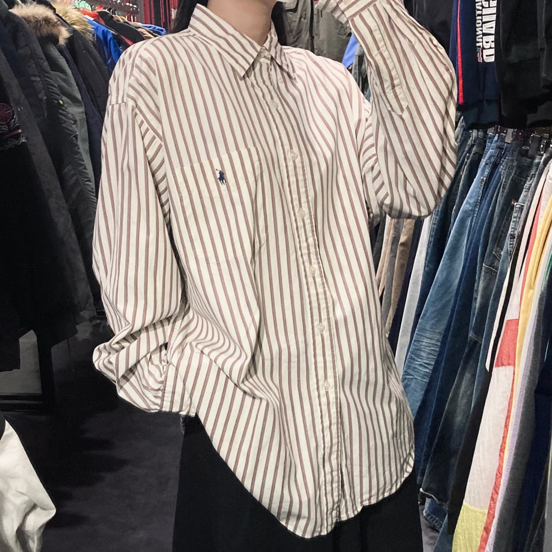 [IM]폴로 랄프로렌 섀도 스트라이프 셔츠 브라운 상품이미지4