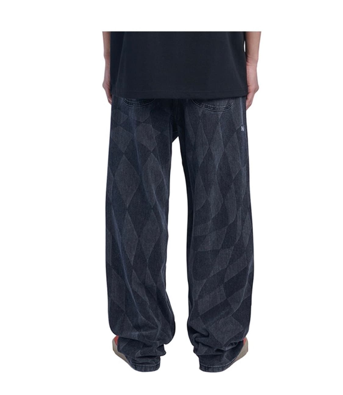 [새상품,L] 노매뉴얼 체커보드 데님 팬츠 블랙 상품이미지3