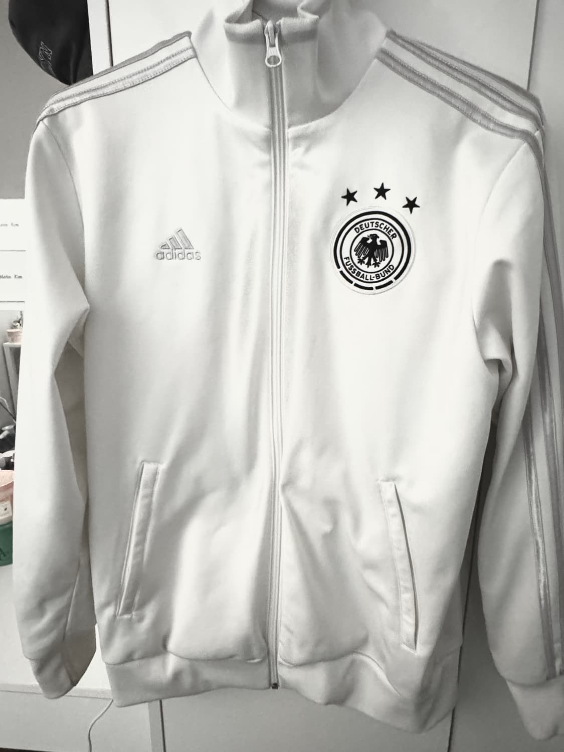 아디다스 독일 실버 화이트 져지 집업 상품이미지1
